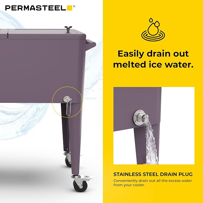 Permasteel 80 Quart Party Cooler, Rolling Ice Chest - Image 7
