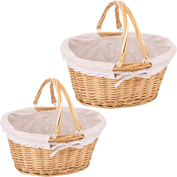 2 Pack Natural Wicker Basket by Unknown