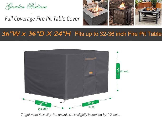 Fire Pit Cover 600D Heavy Duty Waterproof Fabric - Image 2