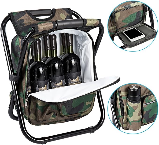 Bright starl Multifunction Folding Cooler and Stool Backpack, Hiking Camouflage - Image 4