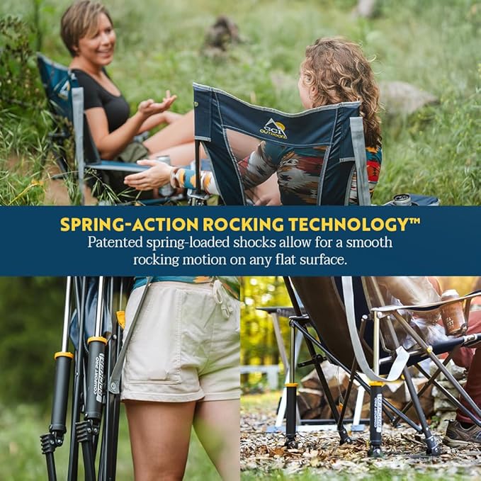 Rocking Camping Chair in Loden Green with Steel Frame and 250 lb Capacity