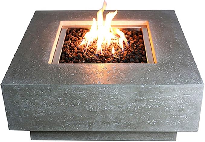 Elementi | Manhattan Gas Fire Pit Cast Concrete 36" Square Fire Table, Outdoor - Image 9