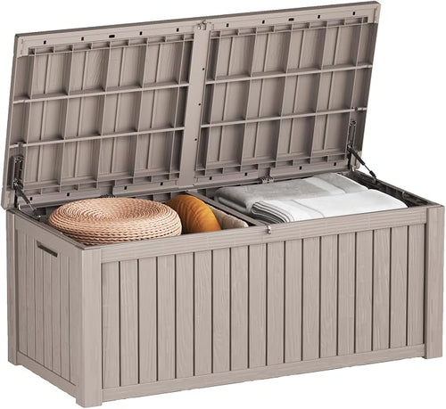 150 Gallon Deck Box, Resin Outdoor Indoor Waterproof Storage Box, Lockable by Kdymod