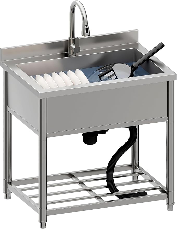 Stainless Steel Utility Sink, Large Freestanding Kitchen Sink by YeTrini