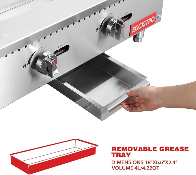 EGGKITPO 36 Inch CSA Certified Commercial Propane/Natural Gas Griddle Manual - Image 3