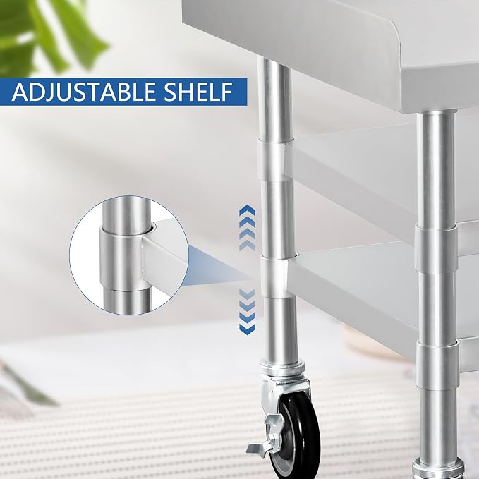 HARDURA Stainless Steel Equipment Work Stand 24" x 24" Prep Table - Image 5