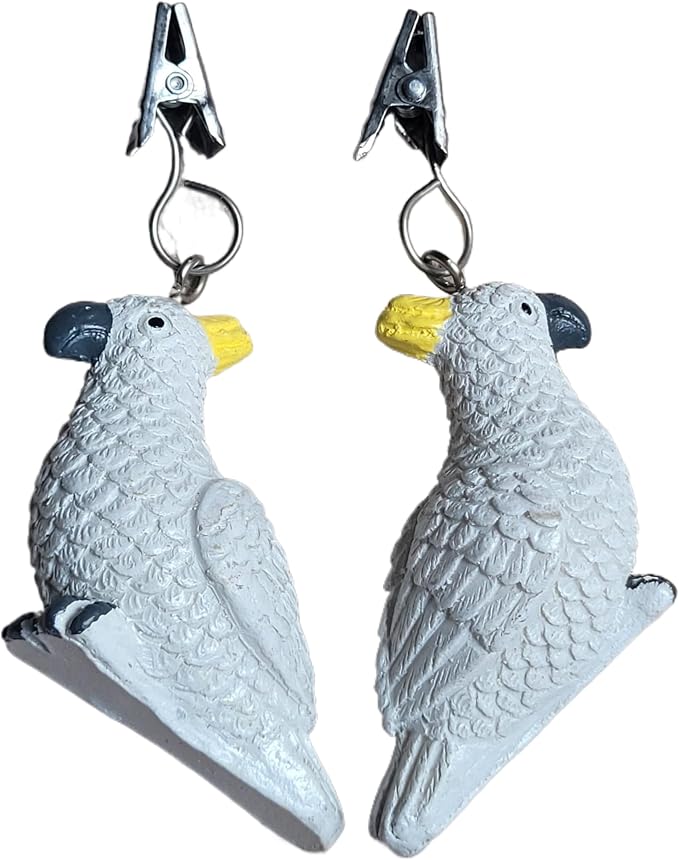 TwoFish Home Set of 4 White Parrot Resin Tablecloth Weights Clips White Parrot - Image 5