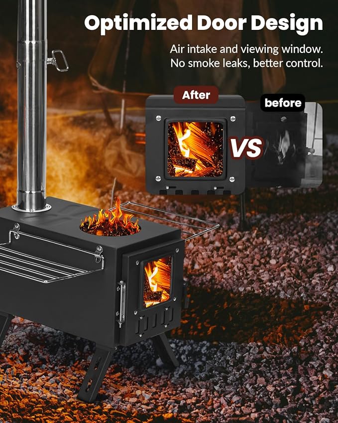 Upgraded Portable Wood Stove for Camping, YRenZ Compact Tent Stove - Image 3
