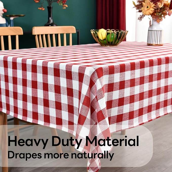 Gingham Table Cloth for Square Tables red Checkered Plaid Tablecloth Heavy Duty - Image 5