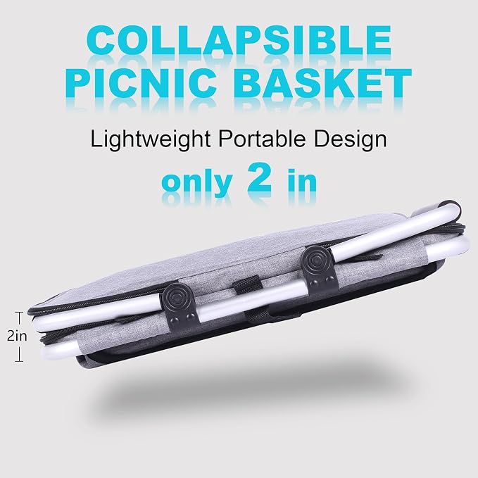 Picnic Basket, SIYUAN Collapsible Shopping Basket Insulated - Image 3