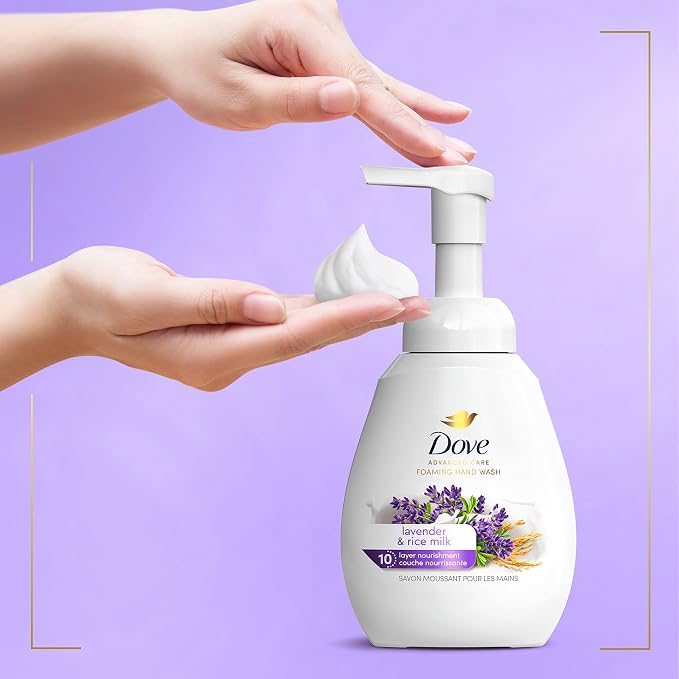 Dove Foaming Hand Wash Lavender & Rice Milk Pack of 4 Protects Skin from Dryness - Image 6