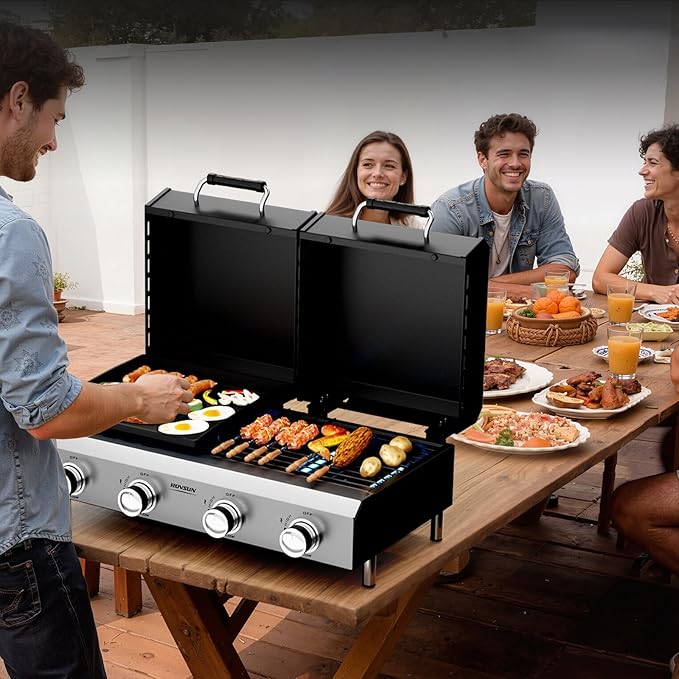 Bonnlo 4 Burners Gas Flat Top Grill and Griddle Combo - Image 7