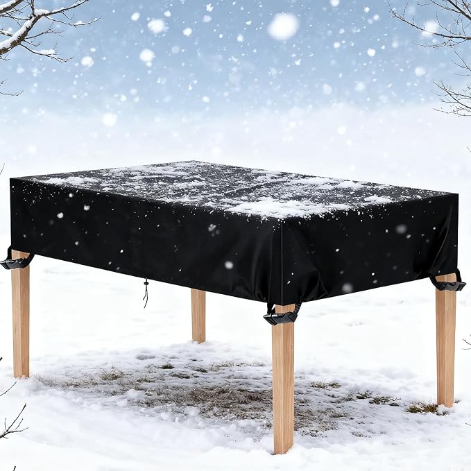 Outdoor Table Cover 80"L x 38"W x 8"H, 420D Waterproof Outdoor Cover - Image 8