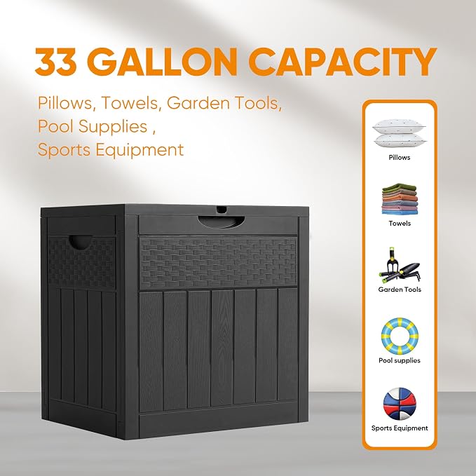 ZYJOYY 33 Gallon Resin Deck Box, Weatherproof Outdoor Storage Box - Image 6