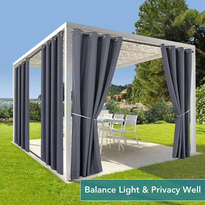 HolidayIdeas Patio Curtains Outdoor Waterproof-4 Panels 54x84 Inch-Windproof - Image 5