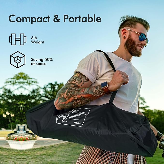Camping Chair Swinging Hammock Style with Aluminum Frame in Classic Black
