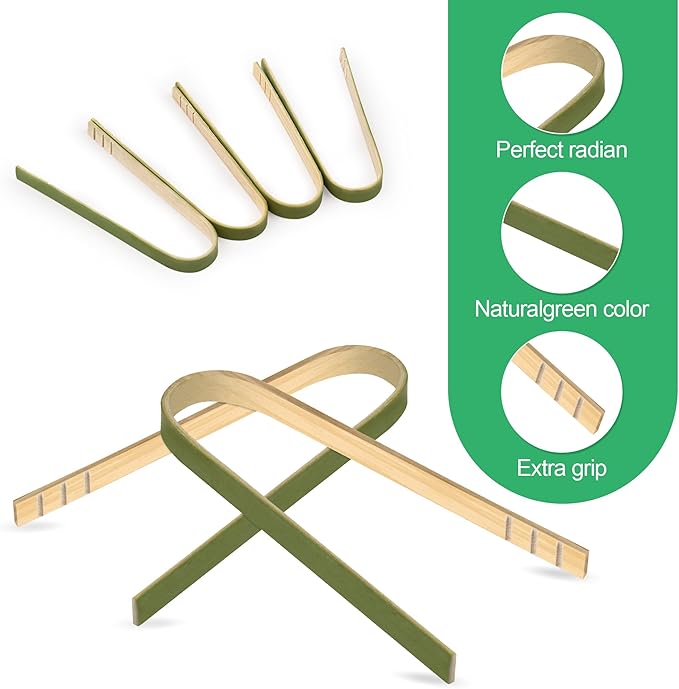 Disposable Mini Bamboo Tongs, 200 Pack, 4 Inch Natural Wood