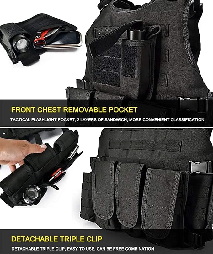 BOMTURN Tactical Airsoft Vest Upgrade Adjustable Modular Paintball Vest Outdoor - Image 5