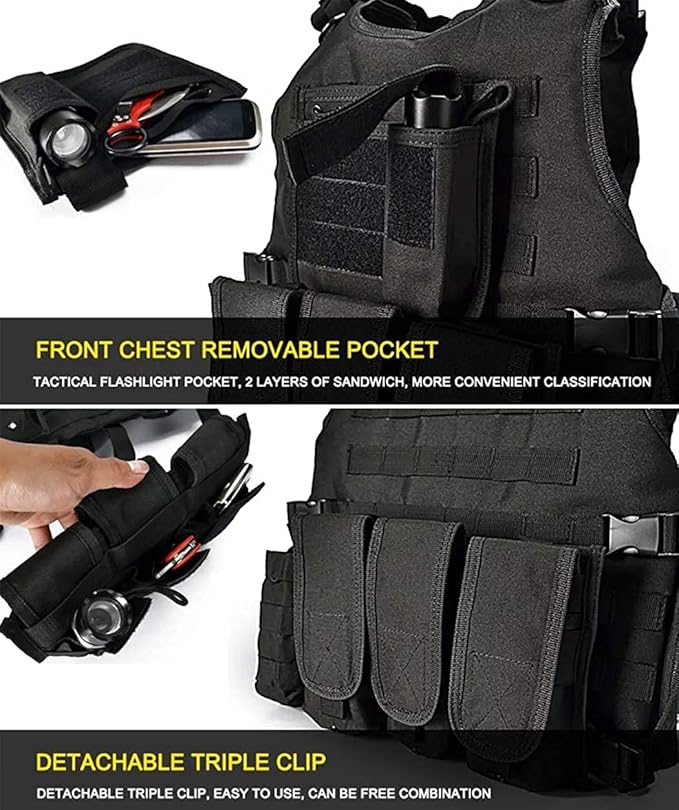 BOMTURN Tactical Airsoft Vest Upgrade Adjustable Modular Paintball Vest Outdoor - Image 5