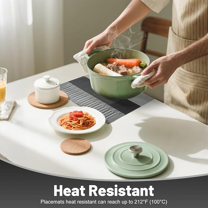 Placemats Set of 8，Non-Slip PVC Weave Table Mats Easy to Clean，Heat Resistant - Image 4