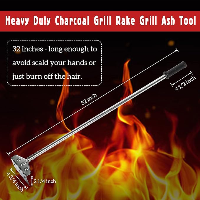 Heavy Duty Charcoal Grill Rake Ash Tool Accessories - Image 2