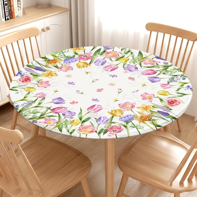 Spring Summer Easter Round Fitted Tablecloth - Image 3