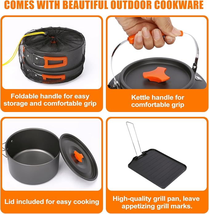 Hisencn Camping Stove, 2 Burner Propane Stove, 20000 BTU/h Camping Cooking set - Image 9