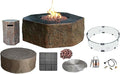 Elementi | Bundle Columbia Gas Fire Pit Cast Concrete Semi-Round Fire Table by AMSFireplaceInc