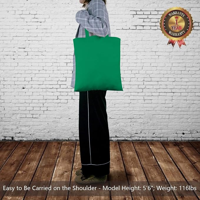 TOPDesign 12-Pack Economical 16"x15" Kelly Green Cotton Tote Bag, Lightweight - Image 2