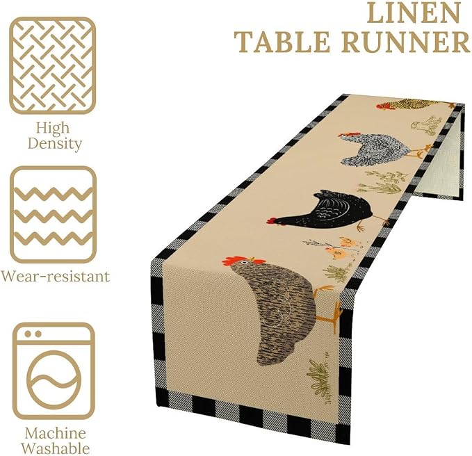 Farmhouse Roosters Chickens Table Runners - Image 6