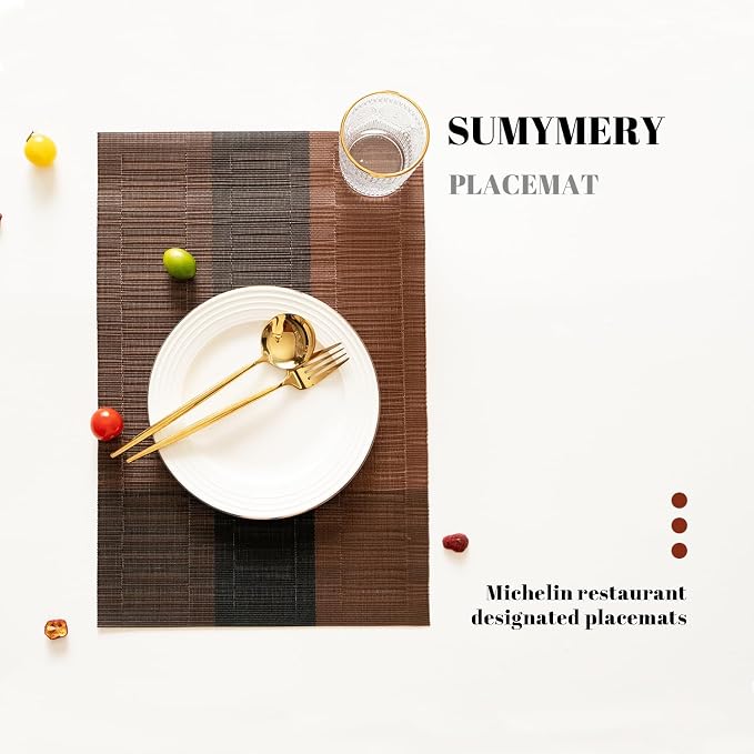 Placemats Set of 6 Vinyl/Plastic Woven Place Mats - Image 5