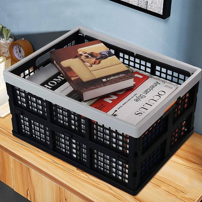 Jekiyo 34-Liter Folding Crates Storage, Collapsible Container Plastic - Image 3