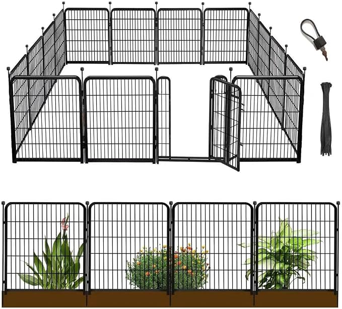 36 in Garden Fence, Wide Gate Low Threshold, 10 Panels Total 22.1 Ft Heavy Duty by Getlaygardenfence