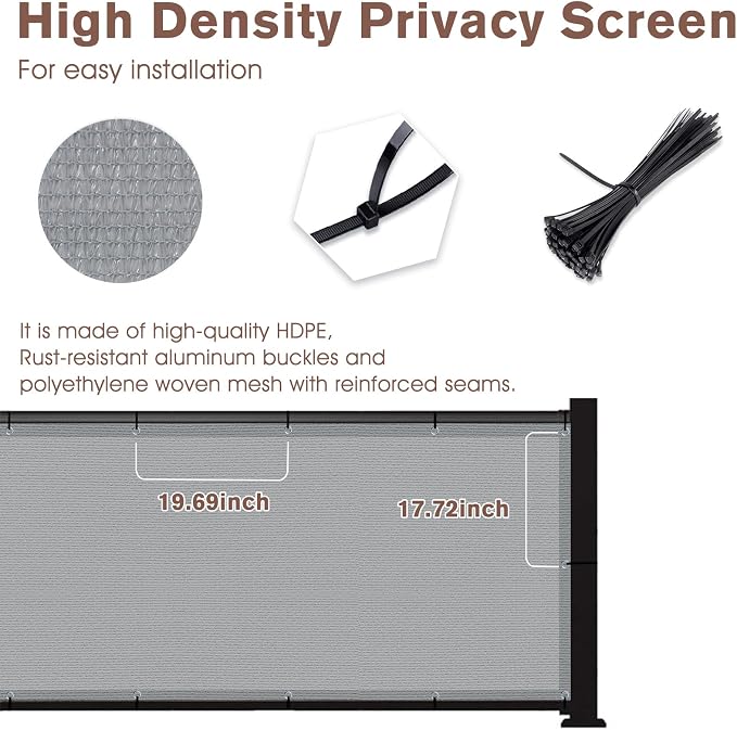 SUNNY GUARD 3.3'x19.7' Balcony Privacy Screen Fence, Apartments Railing Screen - Image 5