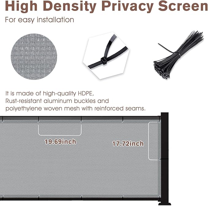 SUNNY GUARD 3'x10' Light Grey Balcony Deck Privacy Screen Fence, Apartments - Image 4