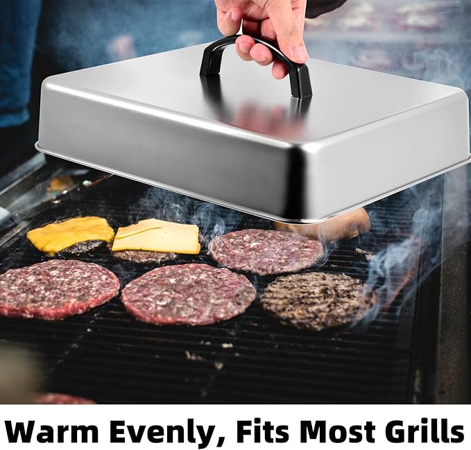 Rectangular Basting Cover, Stainless Steel Grill Cover Lid - Image 4