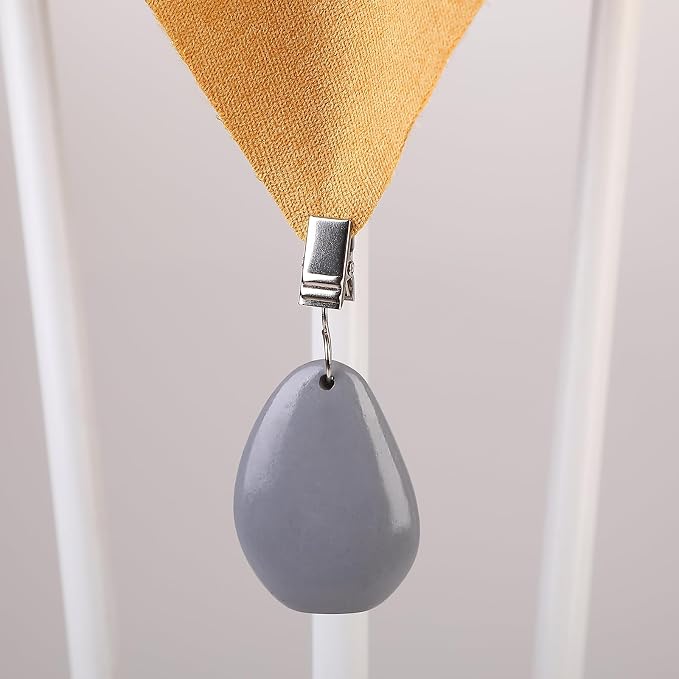 TwoFish Home Set of 4 Grey Stone Tablecloth Weights Clips Handicraft Grey Stone - Image 3