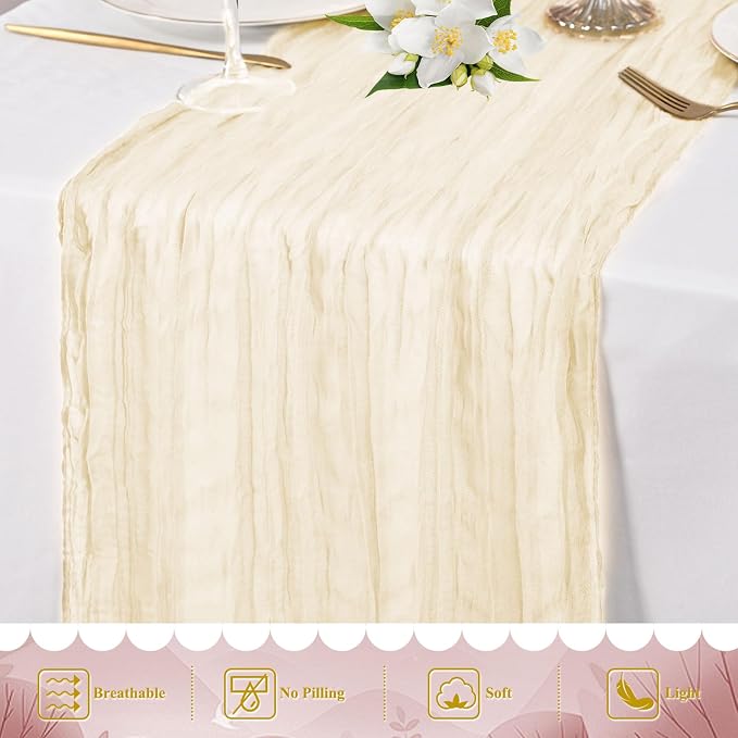 20 Packs Cheesecloth Table Runner 10FT Long Boho Gauze Fabric Table Runner - Image 5