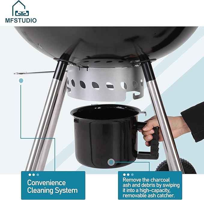 MFSTUDIO 22" Master Kettle Charcoal Grill, Premium Outdoor Barbecue Grill - Image 2