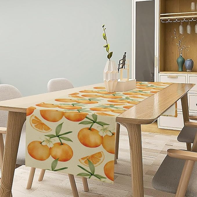 Orange Citrus Table Runner, Cute Spring Summer Fruit Themed Table Runner - Image 3