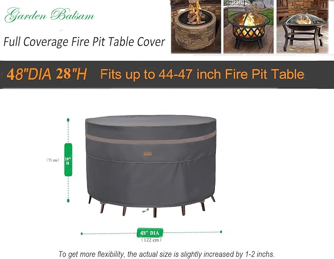 Fire Pit Cover 600D Heavy Duty Waterproof Fabric - Image 2