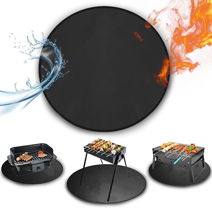 Tirifer 24" Round Grill Mat, Fire Pit Mat Fireproof Under Grill Mat Oil-Proof by Tirifer