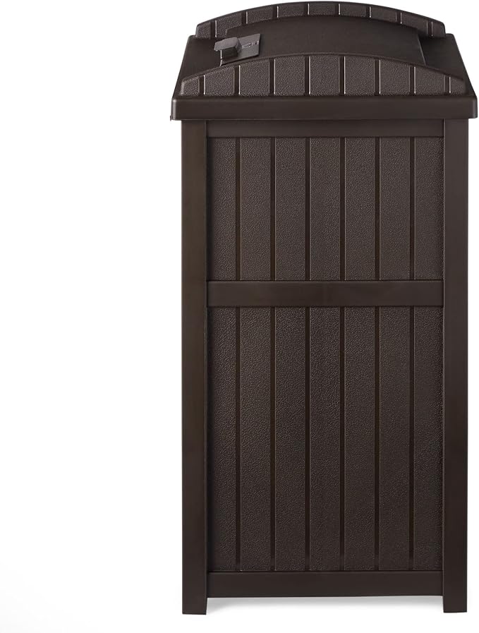 Suncast 5 Pack 33 Gallon Durable Plastic Hideaway Outdoor Garbage Can - Image 7