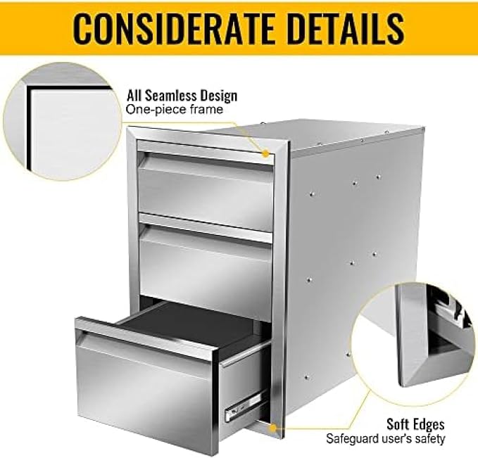 Outdoor Kitchen Drawers, Flush Mount Triple Access BBQ Drawers - Image 6