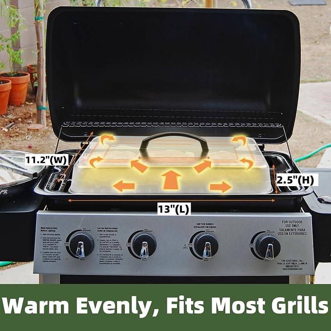Rectangular Basting Cover, Stainless Steel Grill Cover Lid - Image 3