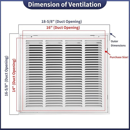 16"W x 14"H Steel Return Air Filter Grille - Image 2