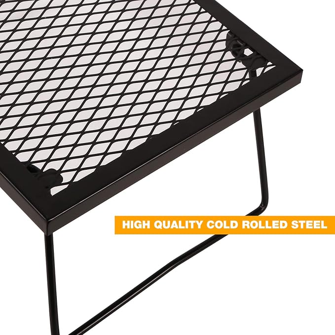 17" Folding Campfire Grill Grate, Portable Heavy Duty Steel Over Fire Camp Grill - Image 6