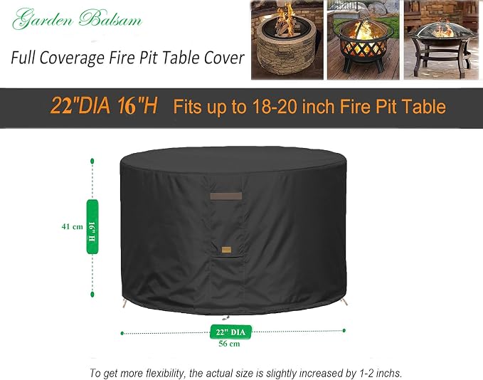 Fire Pit Cover 600D Heavy Duty Waterproof Fabric - Image 2