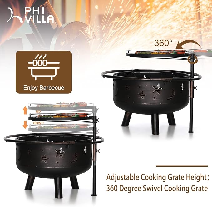 PHI VILLA 30" Outdoor Wood Burning Firepit - Image 2