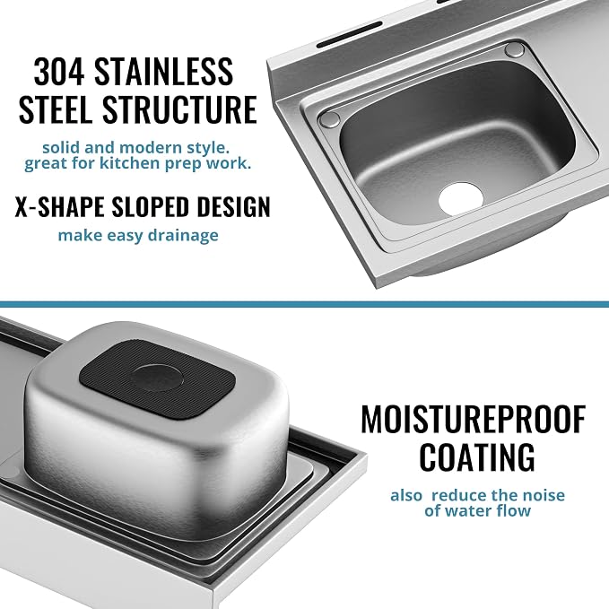 Stainless Steel Sink, Free Standing Kitchen Sink - Image 6